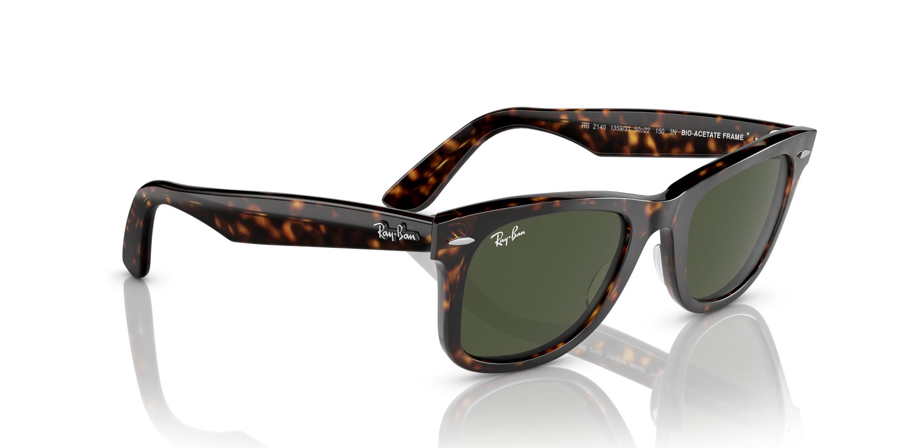 Anteojos de sol Ray-Ban Wayfarer RB2140, TRT SHN, GRN Lunavi